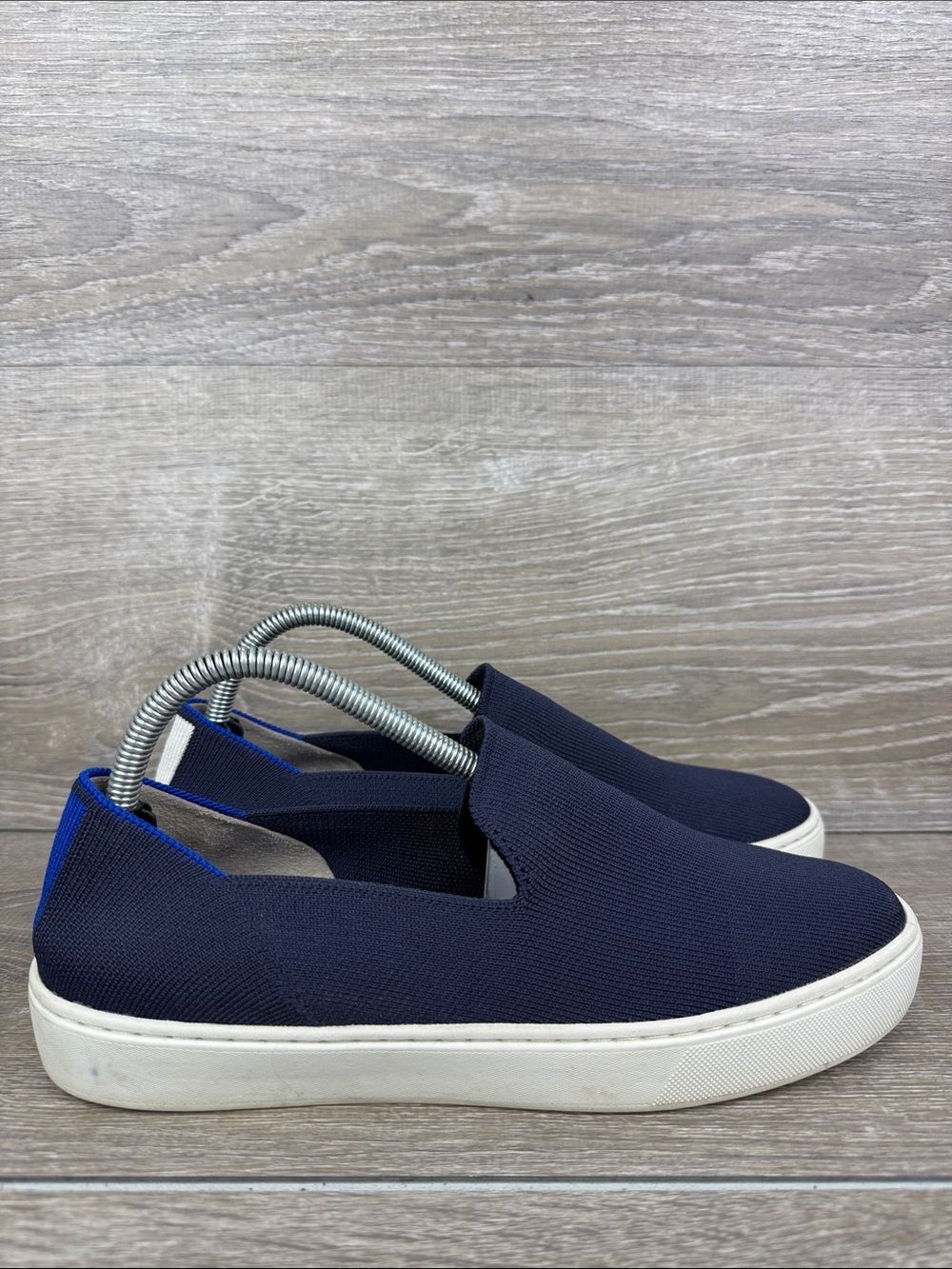 Rothy’s “The Sneaker” Womens Sz 9/EU 39.5 Navy Blue Knit Slip On Comfort Sneaker